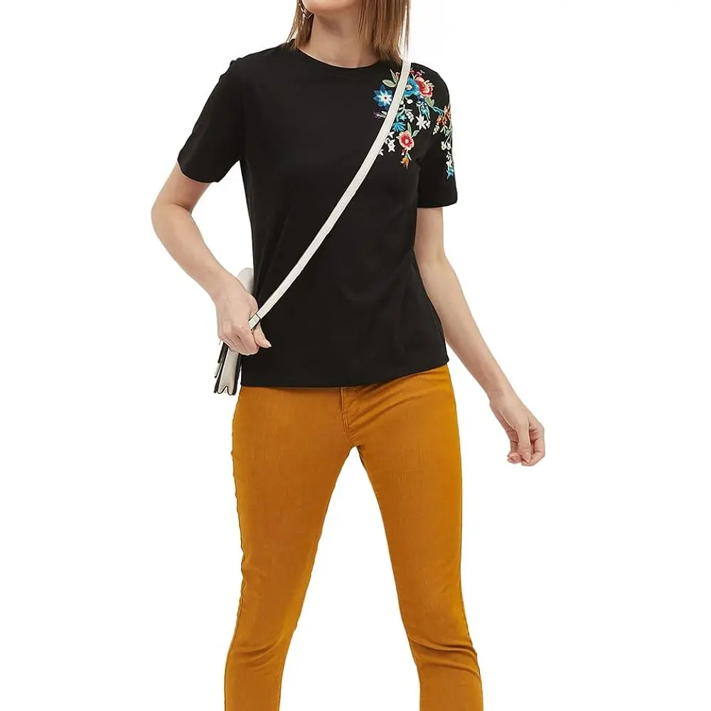 Short Sleeve T Shirt Women Tie & Die Breathable T-Shirt Summer Cute Embroidered Clothing Women Embroidered T Shirt