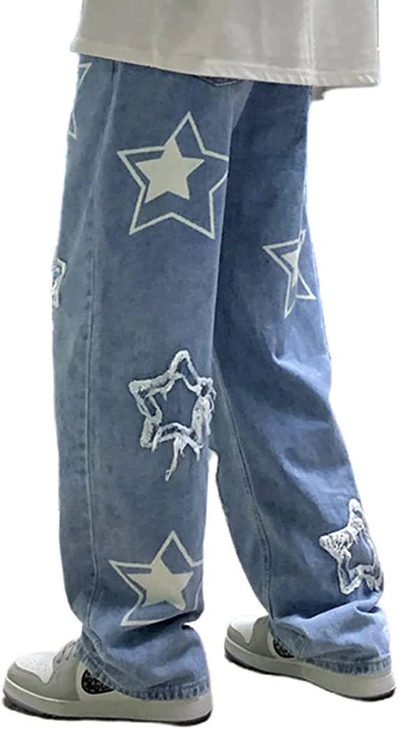 2024 Baggy Jeans for Men Wide Leg Straight Denim Pants Hip Hop Loose Trousers Streetwear 2024 OEM Serviced Customized