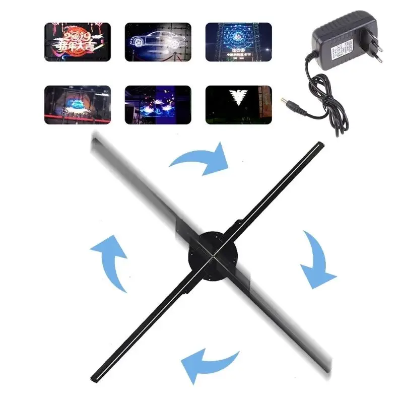 Advertising display led fan synchronize 3d hologram fan 3D holographic transparent fan