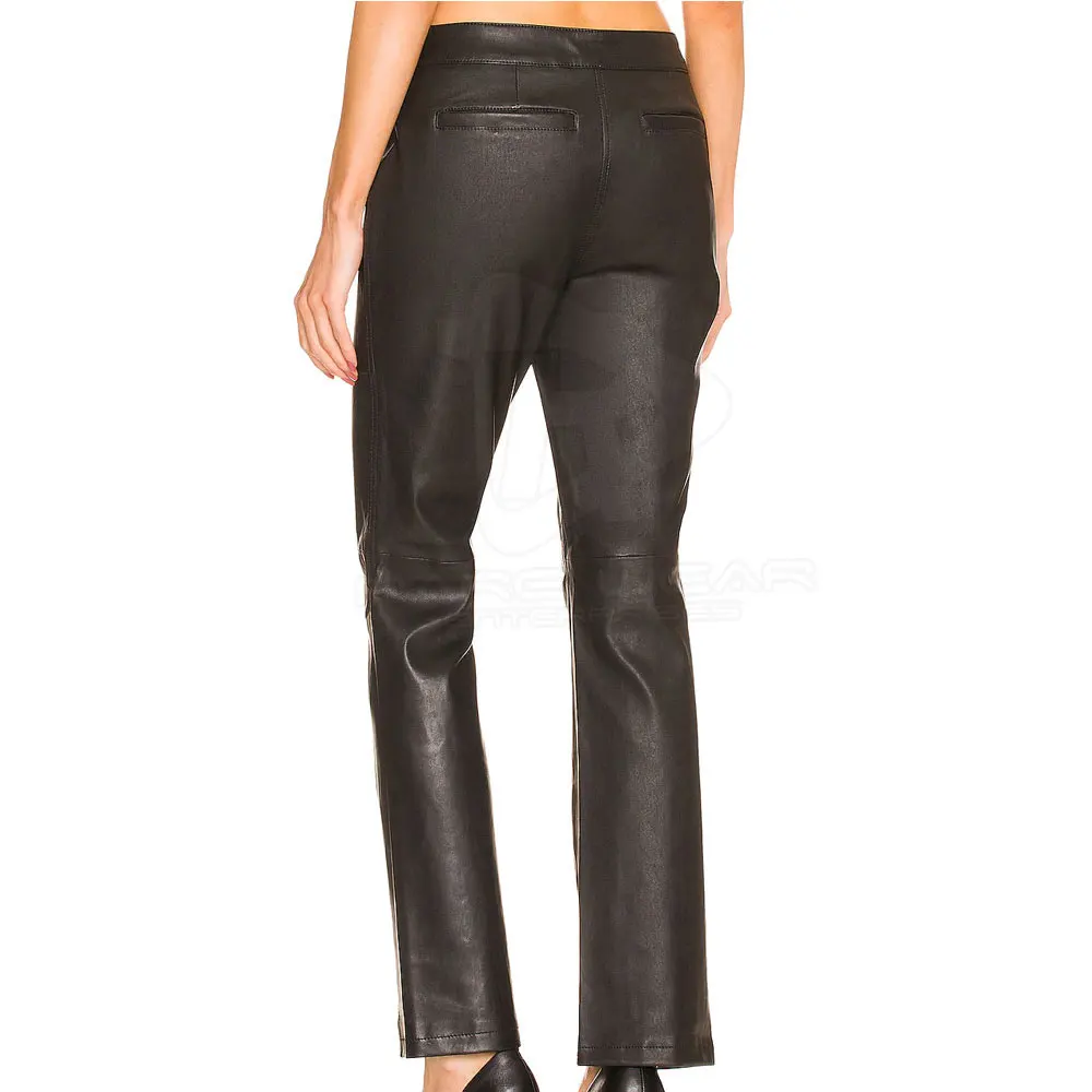 Hot Selling High Quality Black Faux Leather Pants Leather Sexy Ladies Fashion Women Flared Leather Pants