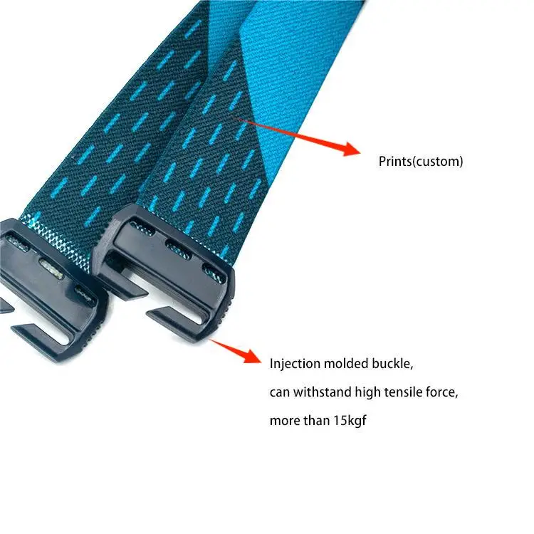 Custom 25 mm  silicone printing elastic nylon elastic band webbing with adjust buckle head band strap 25 mm nylon metal