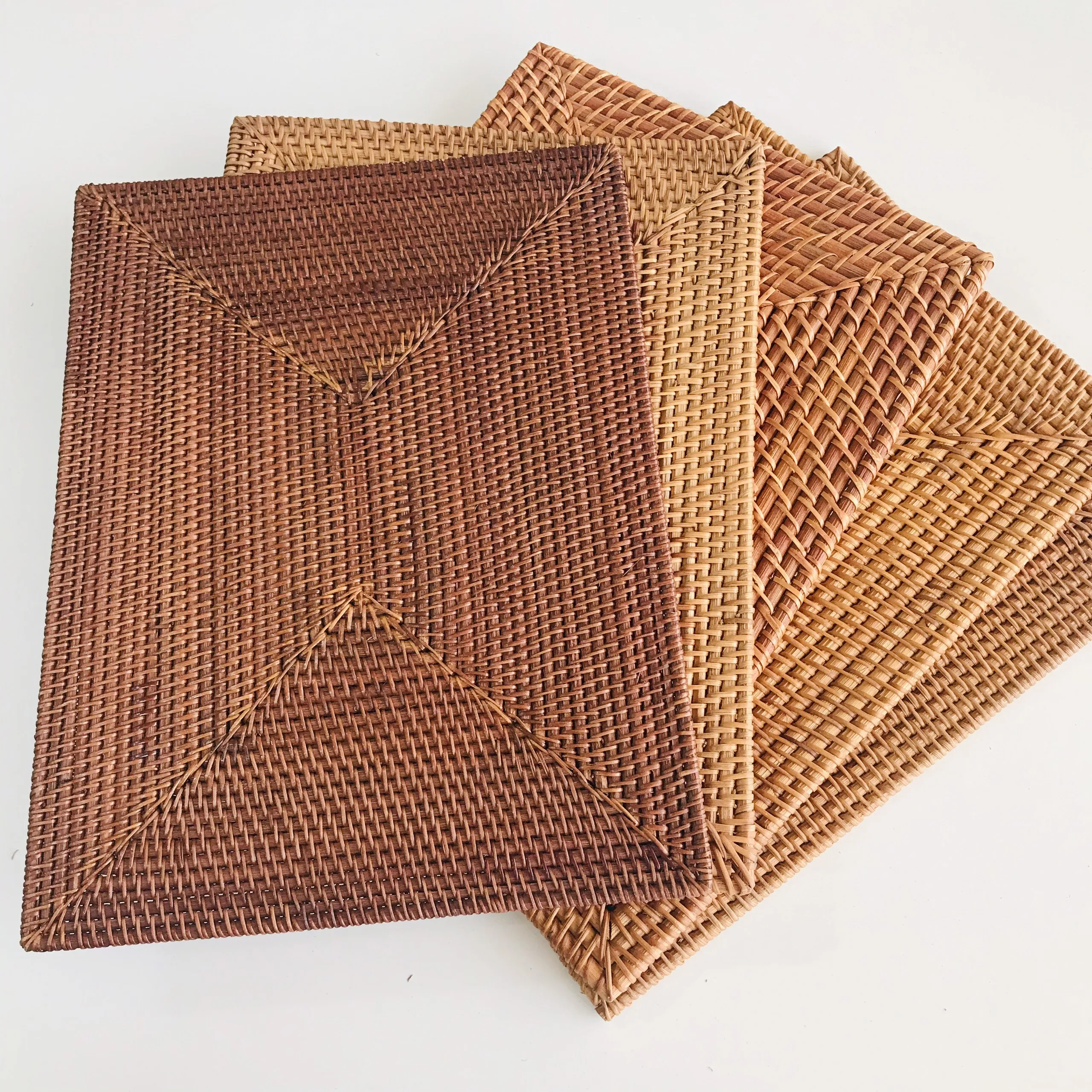 Classic woven rectangular rattan placemat