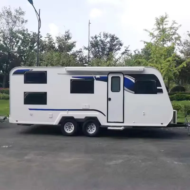 Factory price Mini Camping Trailers Caravan off Road RV Mobile Camper with Tent and Kitchen for Sale