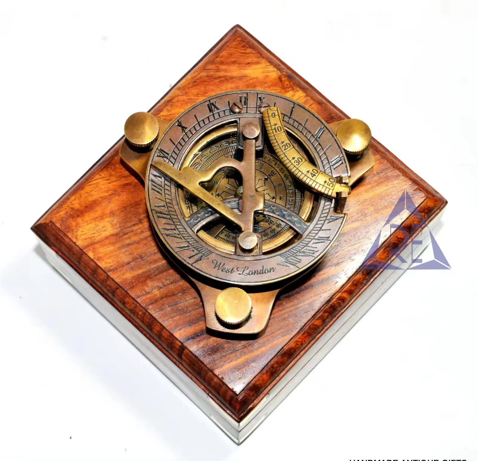 Sundial Compass Big Vintage Nautical Marine Compasses Steampunk Old Design Beautiful Solid Brass Sundial Compass With Wooden Box