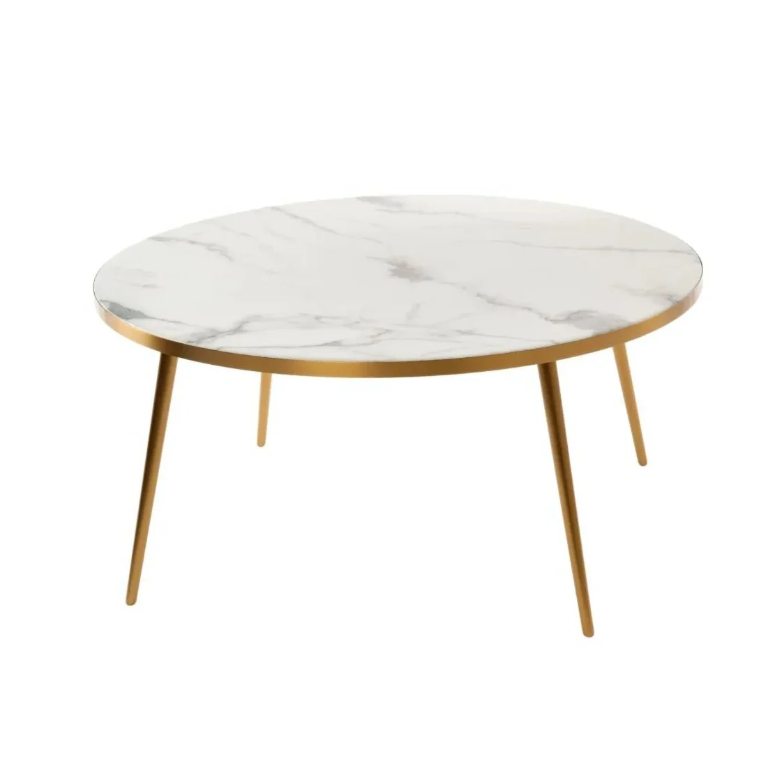 Hot Selling Premium Design Modern round Grey Marble Top Wooden Table Unique Center Coffee Table for Living Room Indoors Use