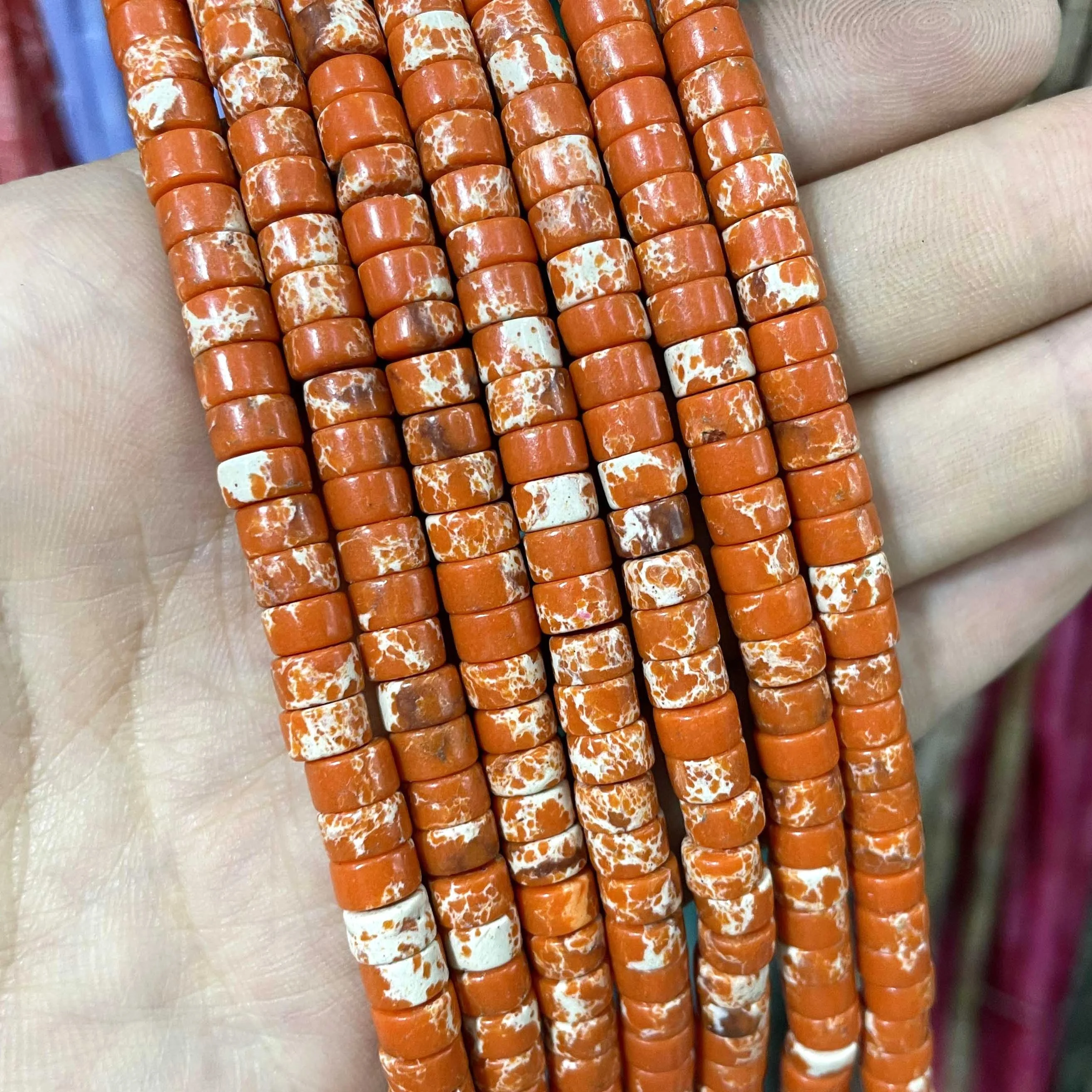 Wholesale Natural Orange Imperial jasper Gemstone Round Disc Beads For Jewelry Making Bracelet Necklace Pendants for Men & Women