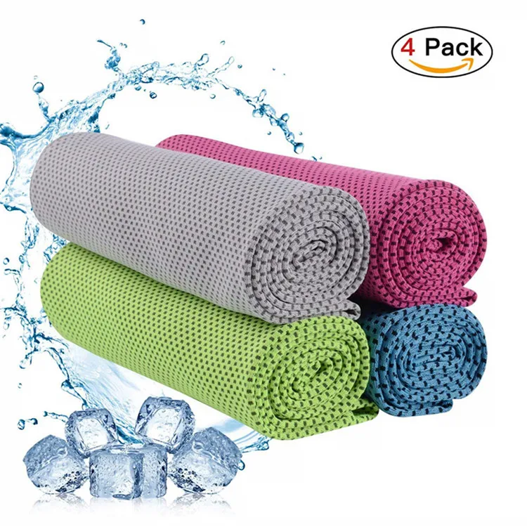 Solid Color Microfiber Fitness Sports Cooling Towel Adults Custom Exercise Ice Towel PVC Bag Printed Logo Instant Workouts