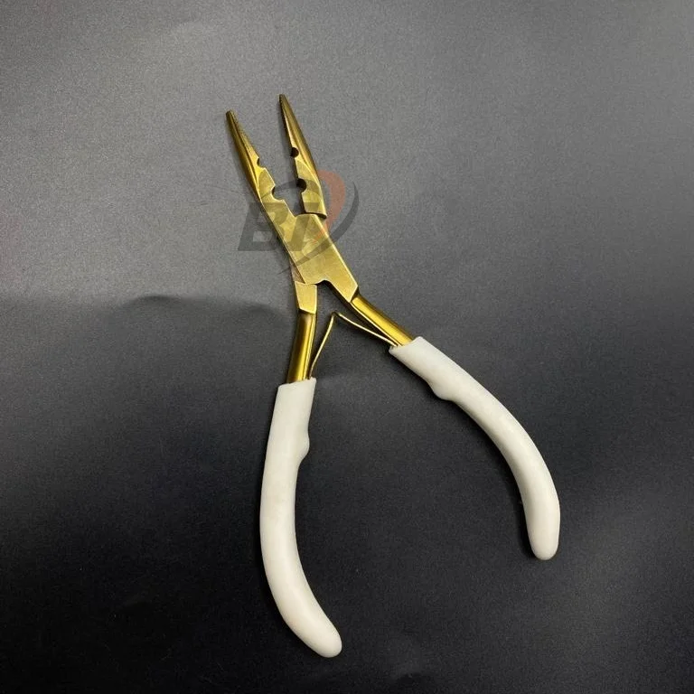 Hair Extension Plier Wholesale White Gold Surgical Grade Stainless Steel Needle Nose Pliers For Hair Extension