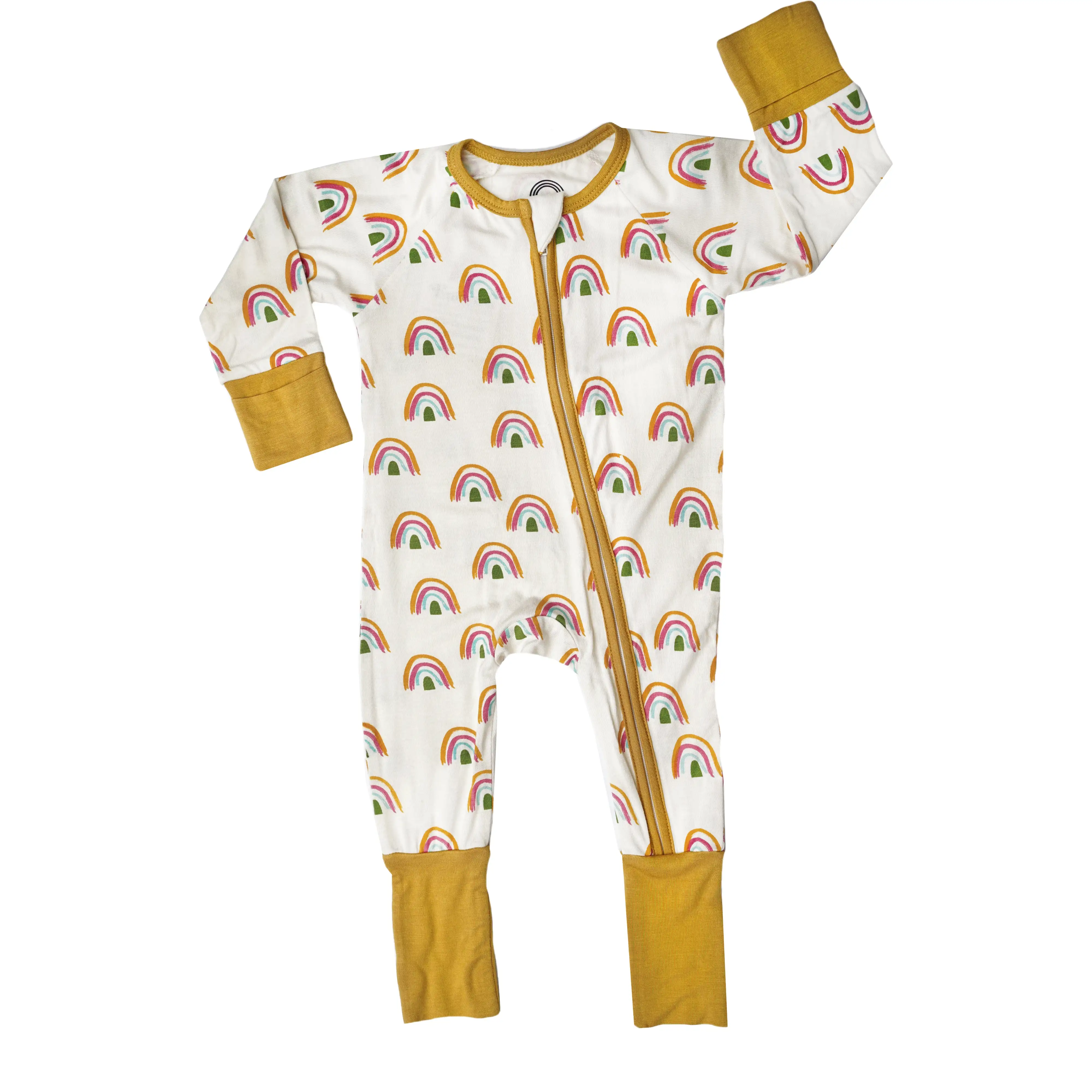 Baby bamboo cotton pajama baby rompers with fold over sleeves footie moisture wicking temperature regulating light breathable