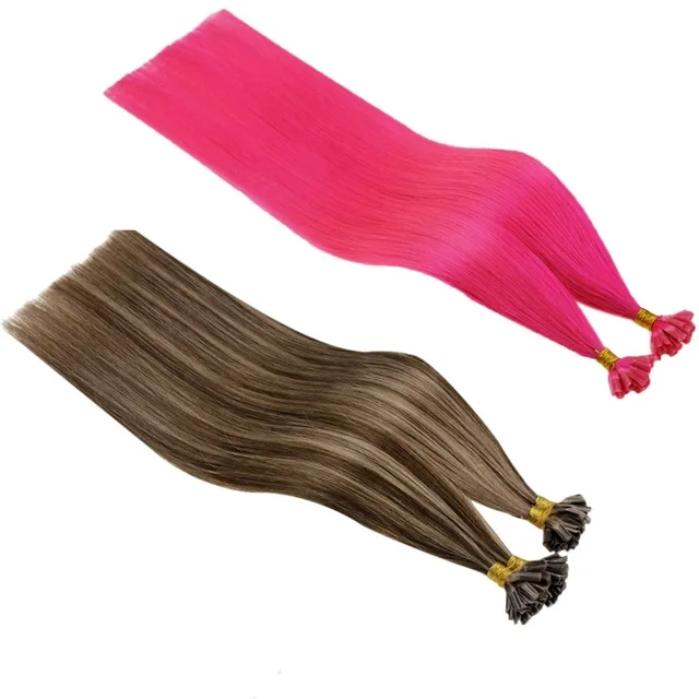 Keratin Pre-Bonded i-Tip Human Hair Extensions Unprocessed 100% Virgin Raw European Hair U Tip Hair Extension Flat Tips Keratin