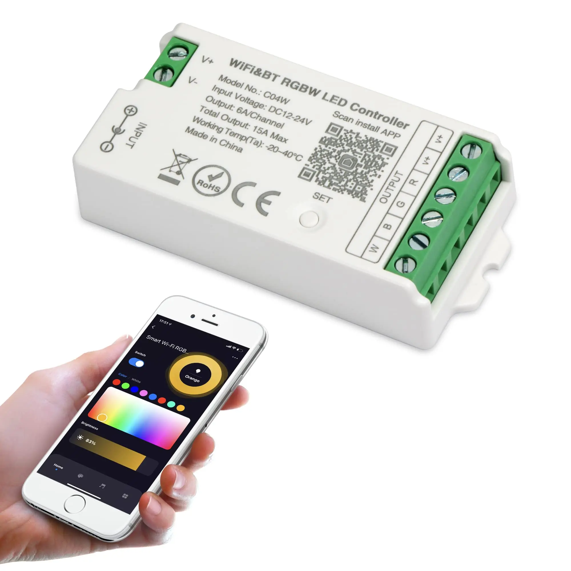 WiFi BLE RGB CCT LED Strip Lights LED Dimmer Controller for Lighting Decoration