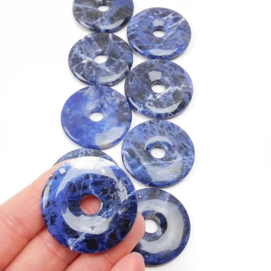 high quality Crystal Donut sodalite Beads Pendants Jewelry Making Donut Coin Pendant Gemstones For Jewelry Making wholesaler