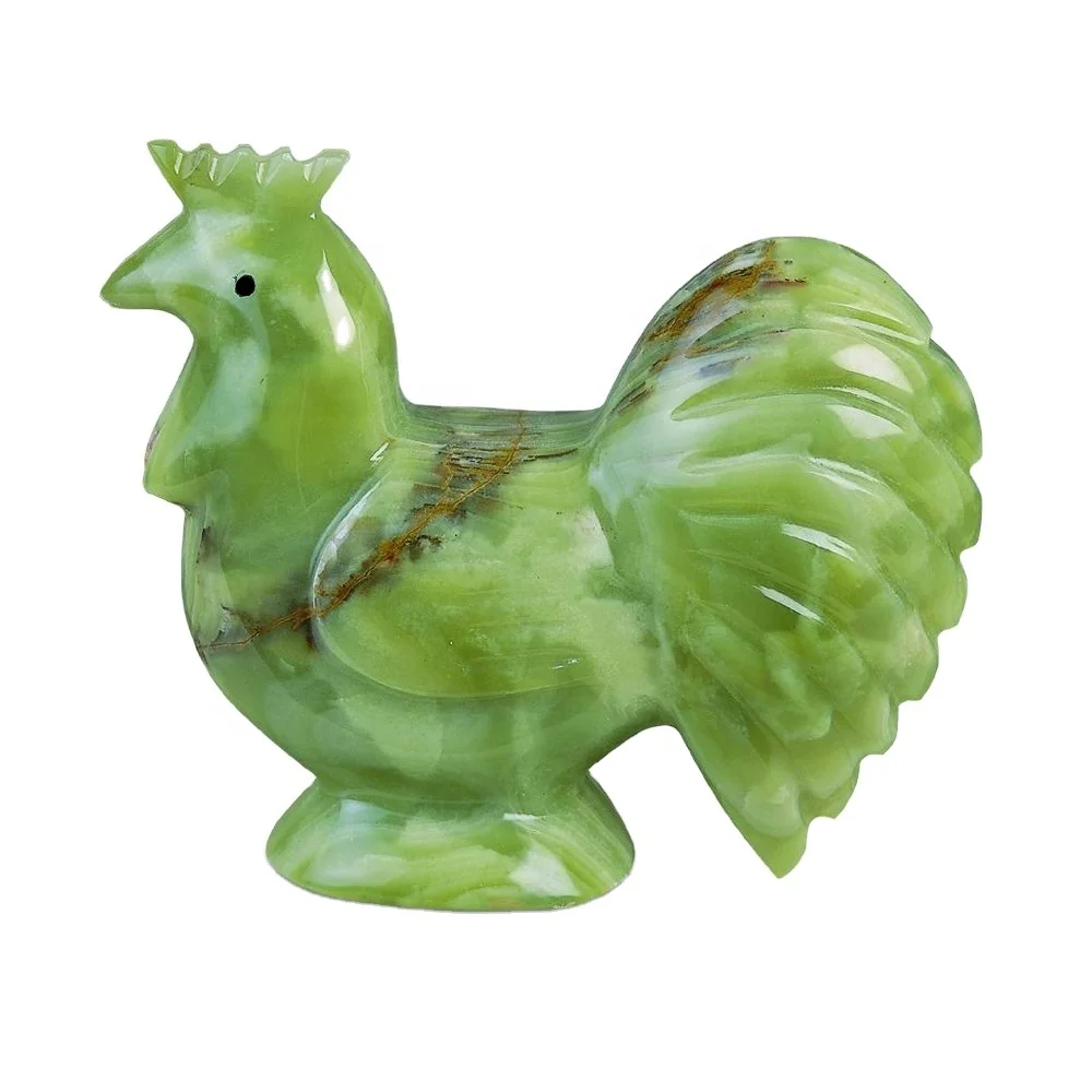 High Quality Green Onyx Rooster Customized Handmade crafts Onyx marble crafts Top Quality products from Minerals route.
