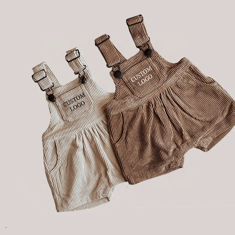 Kids Corduroy Overalls Suspenders Unisex Baby Bibs Cotton Romper With Pocket Playsuits Bodysuits Short Jumpsuit Strap Child