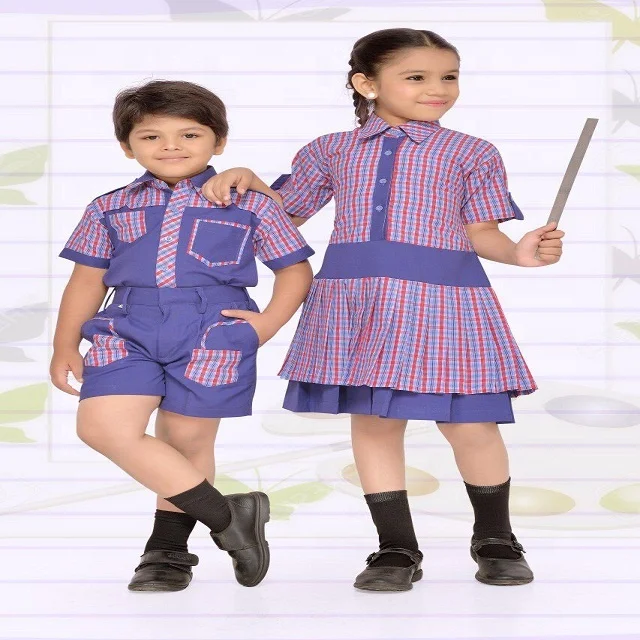 Latest Style  Customization Soft Fabric International School Uniform Children Checks School Uniforms
