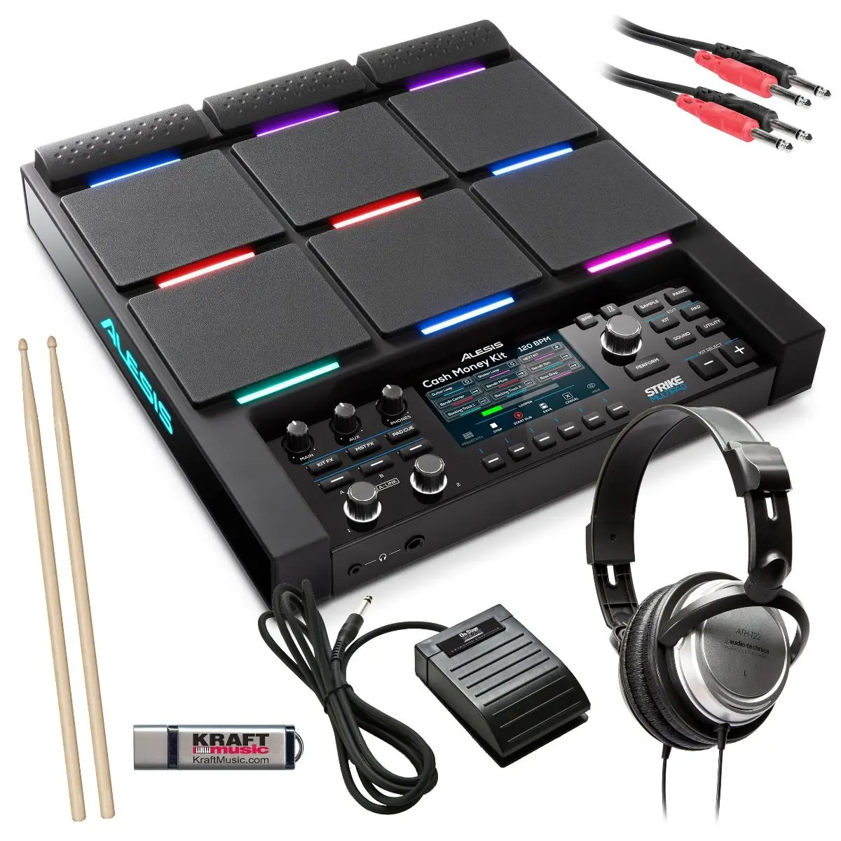 Factory Direct ORIGINAL Alesis Strike MultiPad Percussion Pad Electronic Drum Deluxe Bundle Set