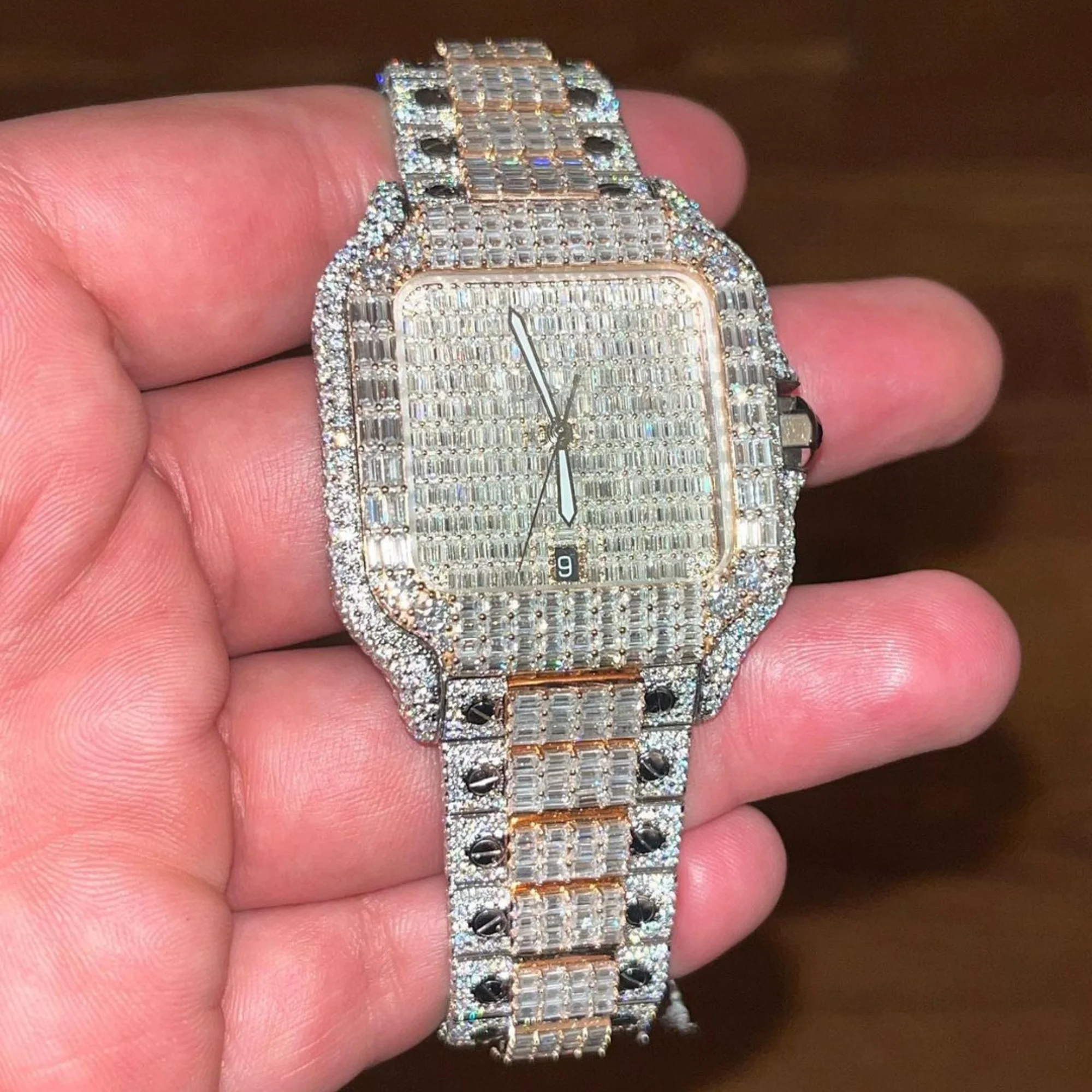 Luxury 2024 Mechanical Diamond Watches Hip Hop Bussdown Crafted Stainless Steel Vvs Lab Grown Full Iced Out Watch For Men Women