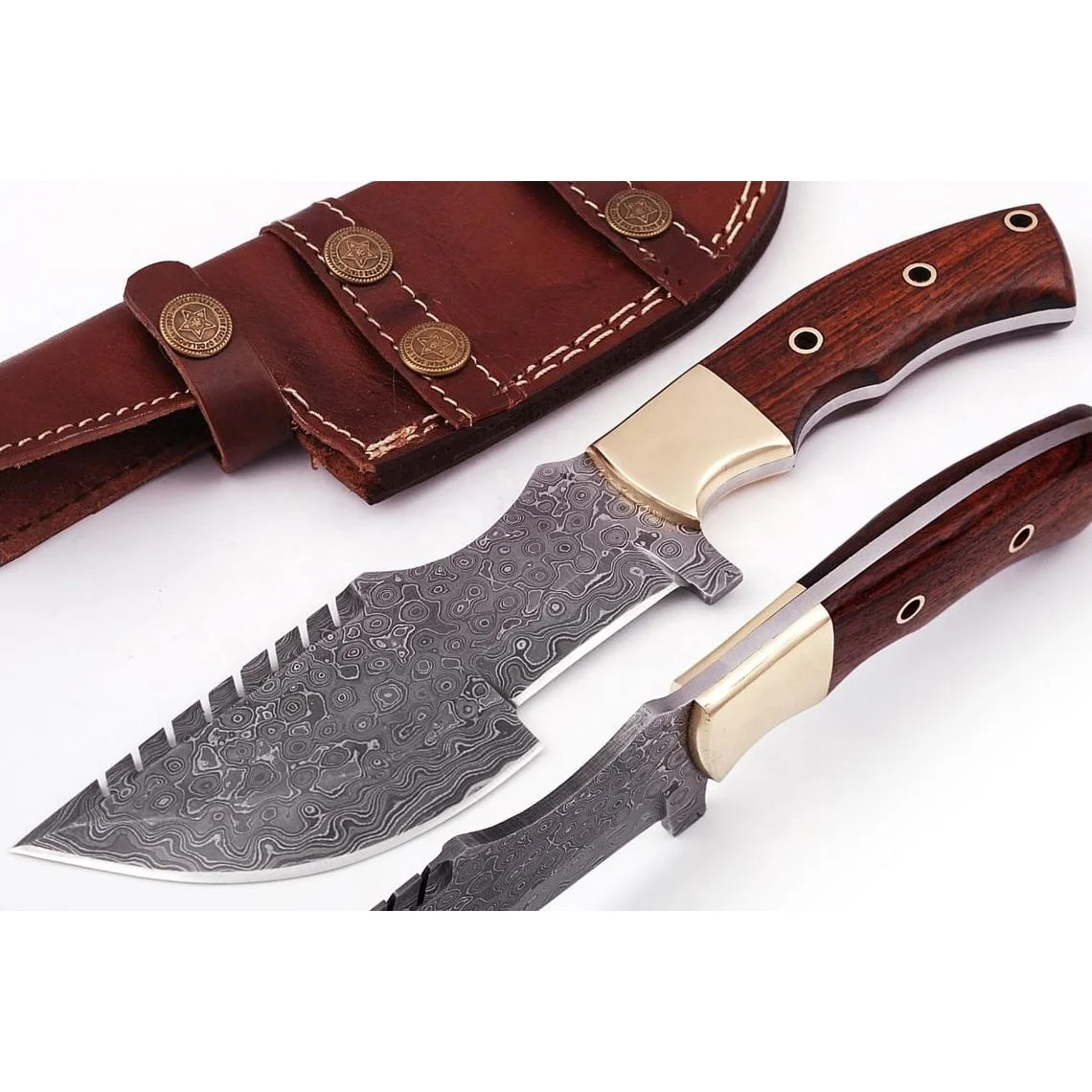 Factory OEM Hot Selling Fixed Blade Tracker Knives Hunting Outdoor Camping Knife With Rich Grain Leather Sheath