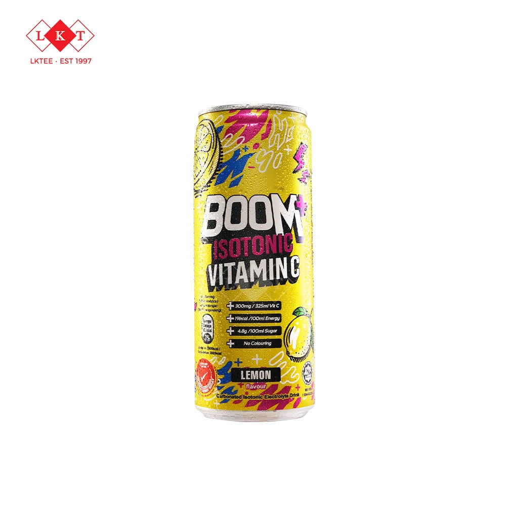 Boom+ Isotonic Drinks Vitamin C Hydration Drinks Lemon Can 325ML Soft Drinks Soda Exotic Drinks Wholesale Malaysia
