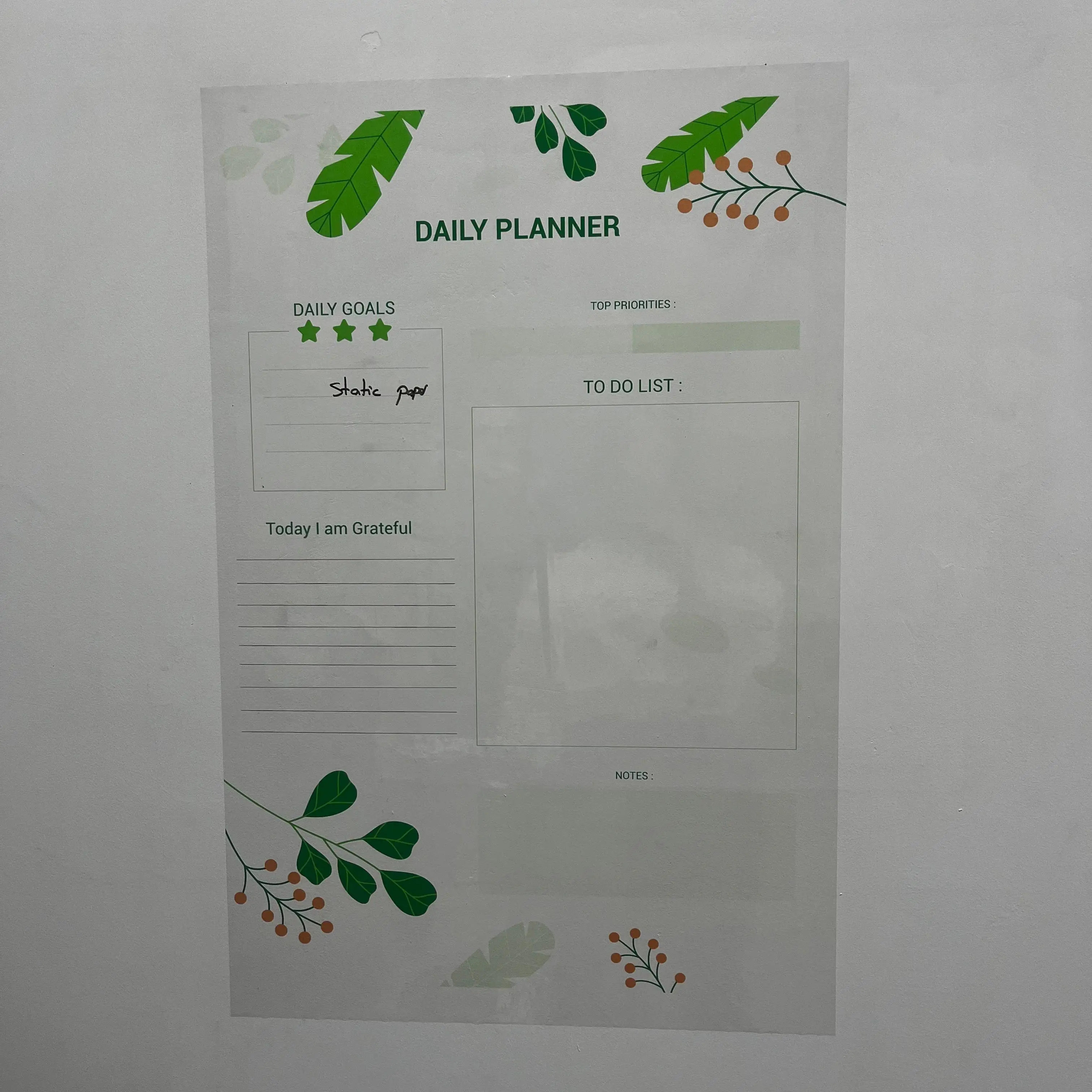 2024 Model-14 Durable Polystyrene Daily Planner Organizer Static Electricity Holding Dry-Erase Whiteboard Surface Wood Metal