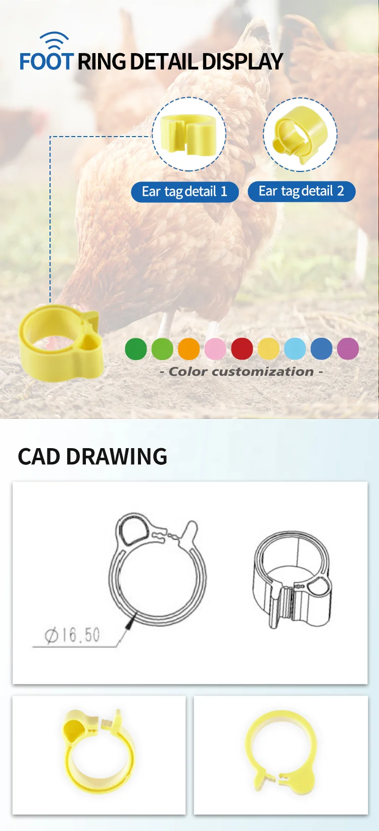 F-006 Animal Bird Parrot Finger Ring Customized Pigeons Leg Ring Supplies Bird Pigeon Foot Rings