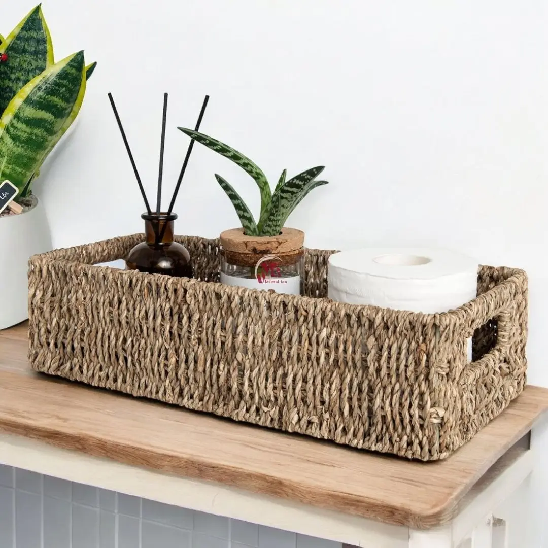 Wicker Bathroom Baskets Storage Bathroom Toilet Roll Holder Storage Organizer Basket Hold 3 Rolls of Toilet Paper Wicker Basket