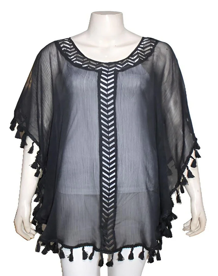 Stylish Comfy swimwear beachwear 2023 Caftan Beach Cover Up Beach Wear Crochet Net tassels Dress women sexy hot dress for ladies