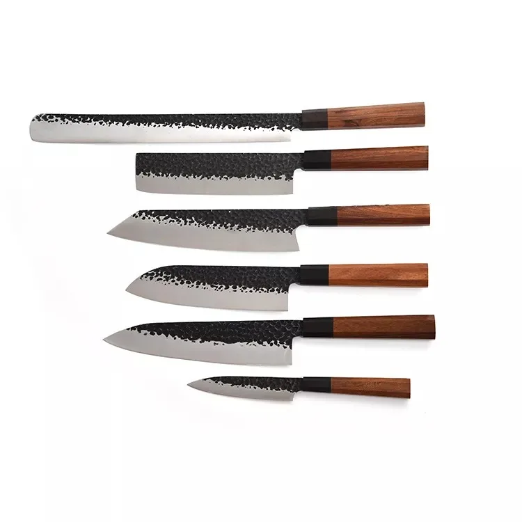 Custom Engraved 6-Piece Handmade Chef Kitchen Knife Set Damascus Steel Blade Carbon Steel Paring Knife for Dining Gift