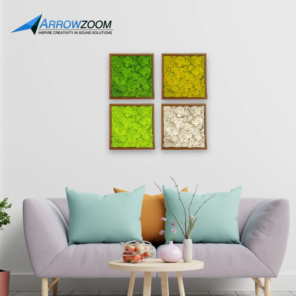 Arrowzoom Naturally Preserved Moss Wall Decor Framed Square Natural Wood Green DIY Landscape Home Living Room KK1318