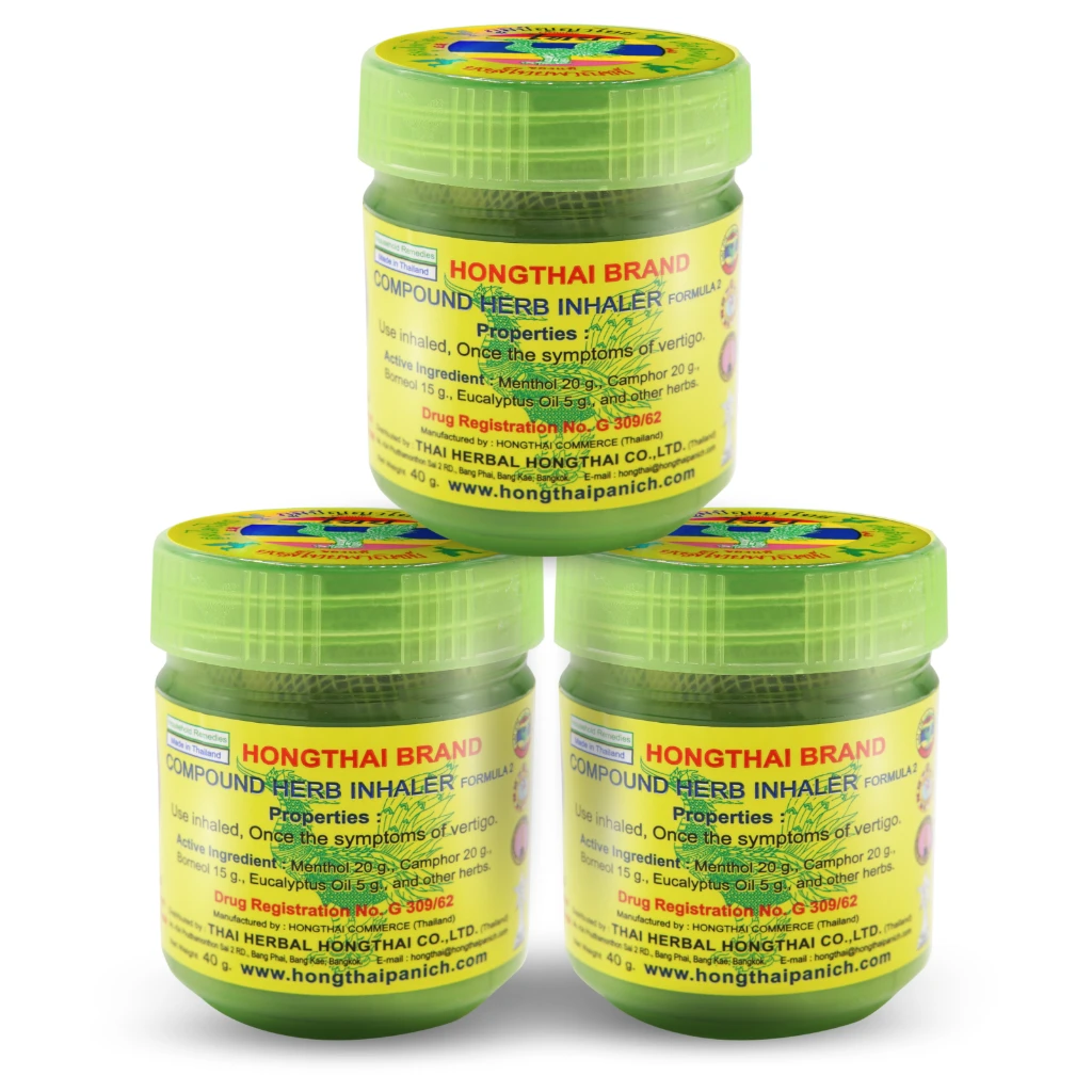 HONGTHAI Brand Compound Herb Inhaler Formular2 40g Use inhaled, Once the symptoms of vertigo