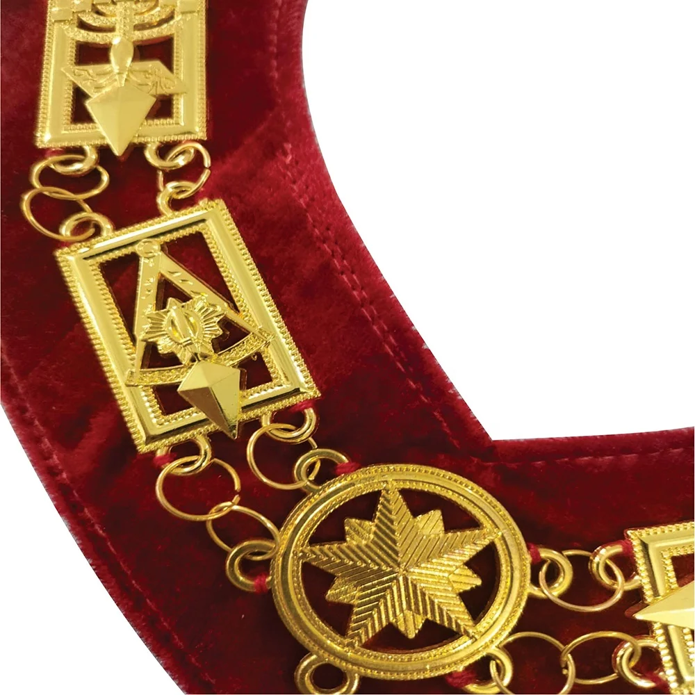 Masonic Crypric chain collar with red velvet gold metal jewels with best quality chain collar Customer own designs welcome