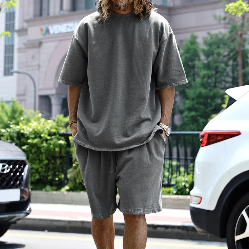 CUSTOM SUMMER 2 pc short set men casual set of shorts and shirt for men custom logo loungewear men shirt and short with printing