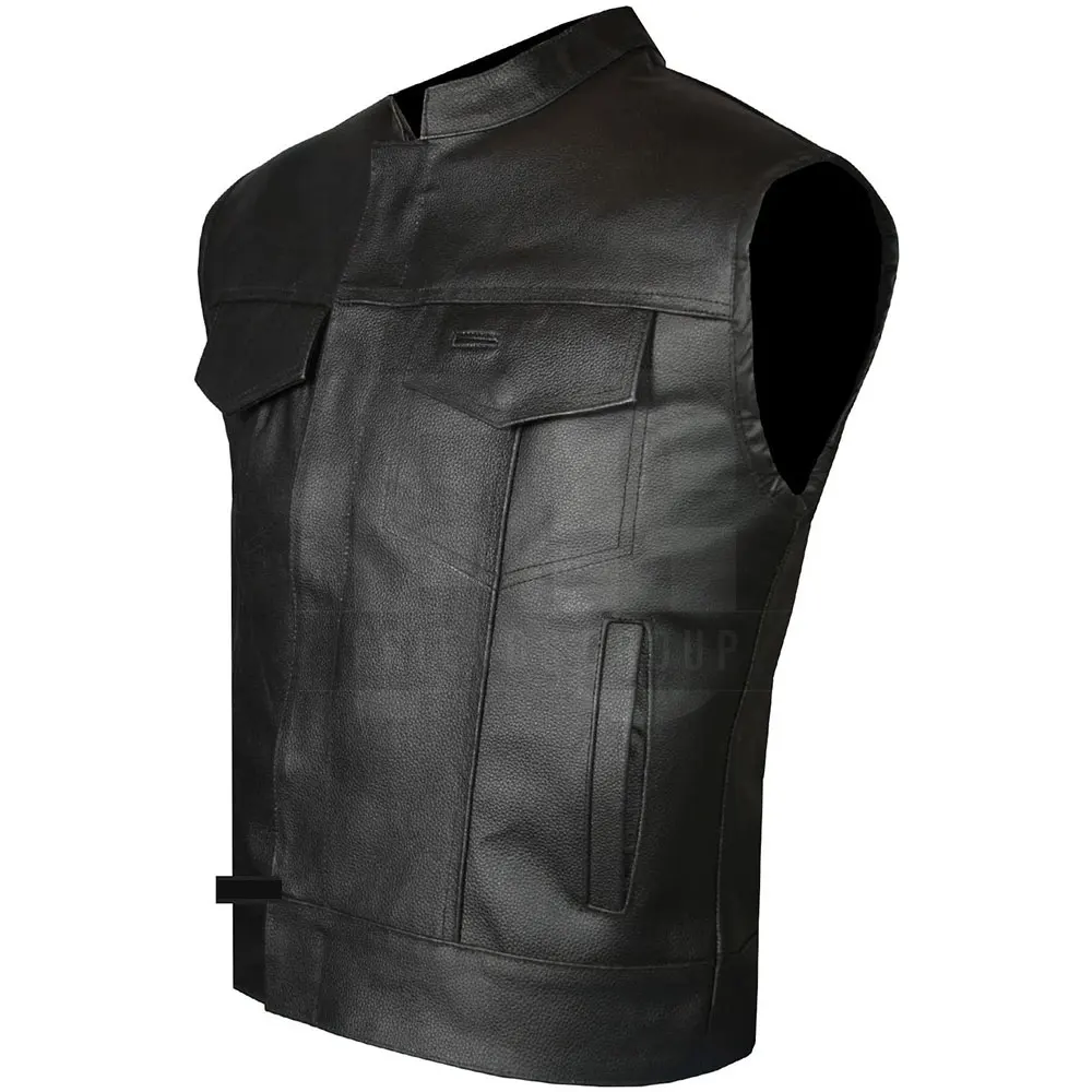 Design Your Own Men OEM Service high quality perfect fit Top Quality classic premium leather motorcycle biker Vest For Sale
