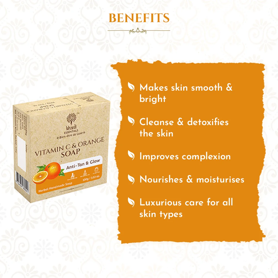 Khadi Essentials Vitamin C Herbal Handmade Bathing Soap for Nourishing Anti-Pigmentation & Glowing Skin Low Prices