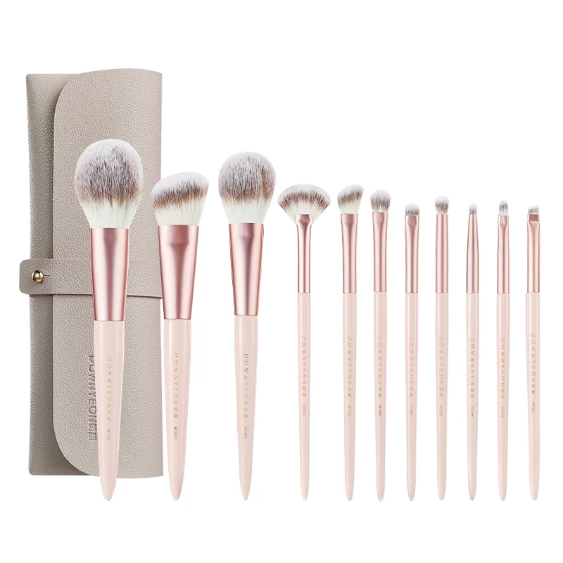 Rownyeon Pink 11 Pcs  Private Label Custom Logo Professional Soft Vegan Makeup Brush Set With Bag