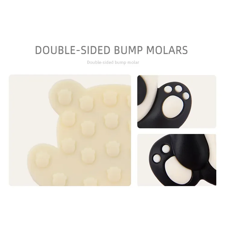 2023 Wholesale Food Grade Children Kid Chew Toy Teether Sensory Bear Panda Animal Bpa Free Silicone Baby Teethers Toy For Babies
