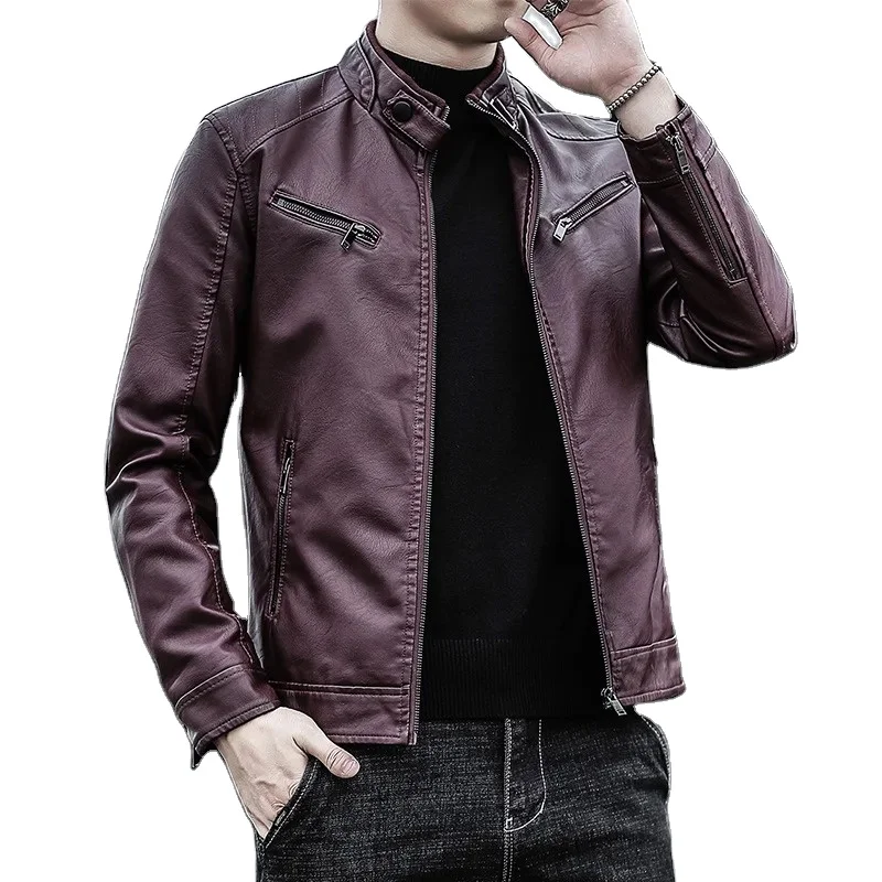 Men Leather Suit Jacket Men Slim Fit Short Coat Men Fashion Leather jacket Streetwear Casual Blazer Jackets Male Outerwear