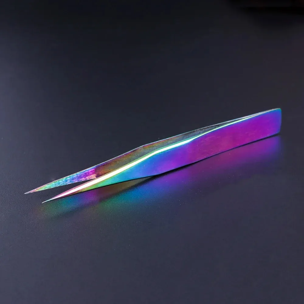 2024 Professional Stainless Steel Tweezers Reverse Curved Straight Sharp Fixed Nail Styling Clip Eyelashes Grafting Tweezers