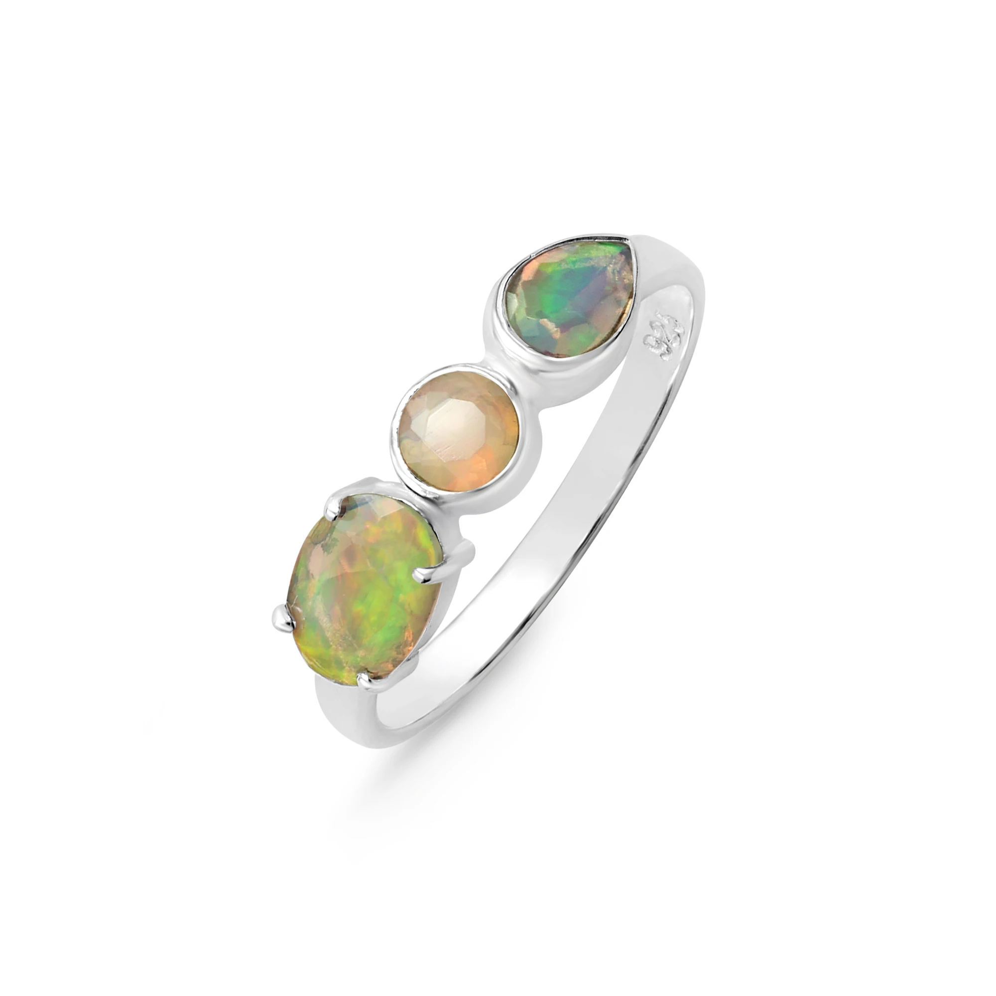 Unique New Collection 925 Sterling Silver Oval Round Pear Shape Ethiopian Opal Gemstone Ring Fine Jewelry Party Wear For Women