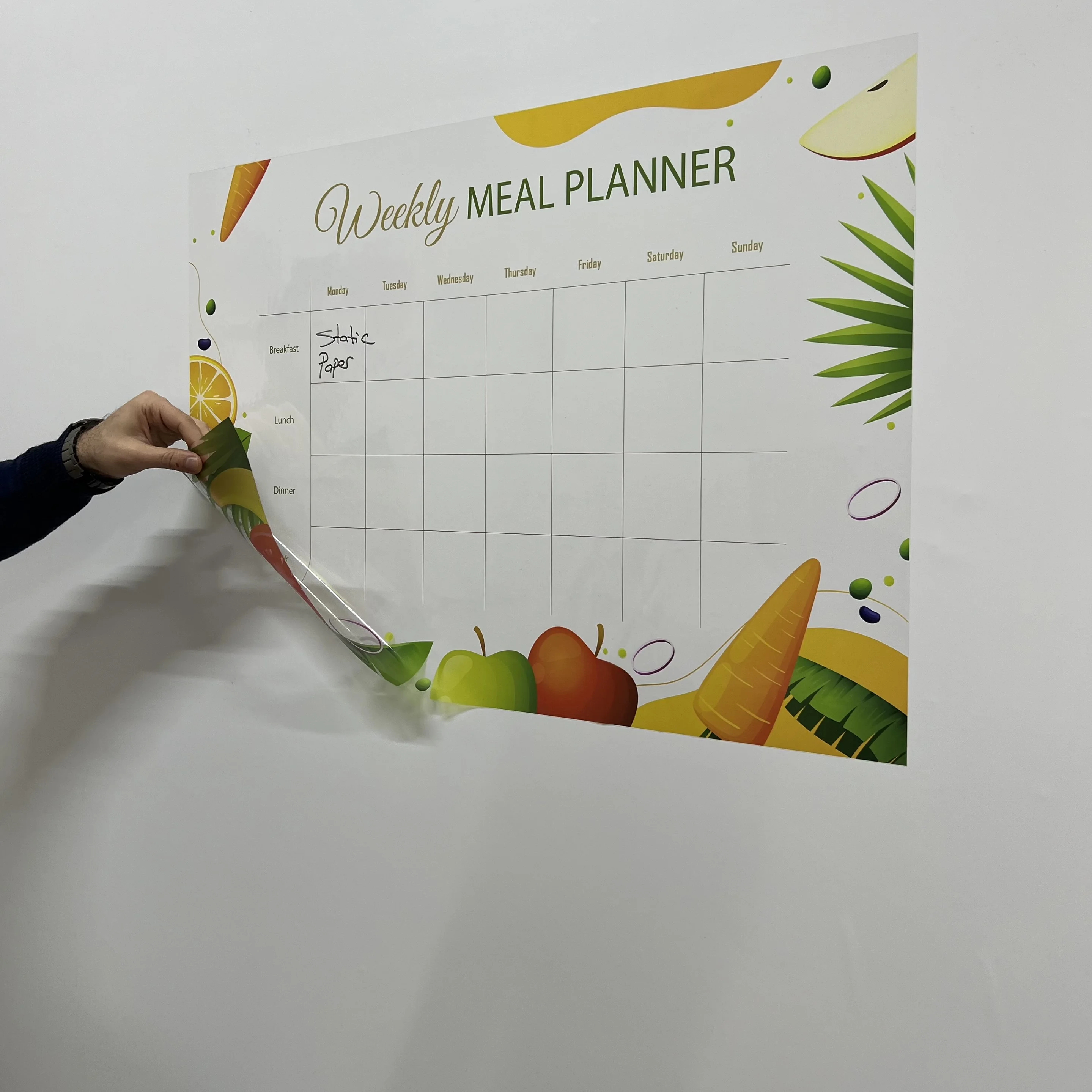 Dry Erase Weekly Meal Menu Nutrition Organizer Planner-1 Reusable Durable Polystyrene Material Holds The Surface With Static