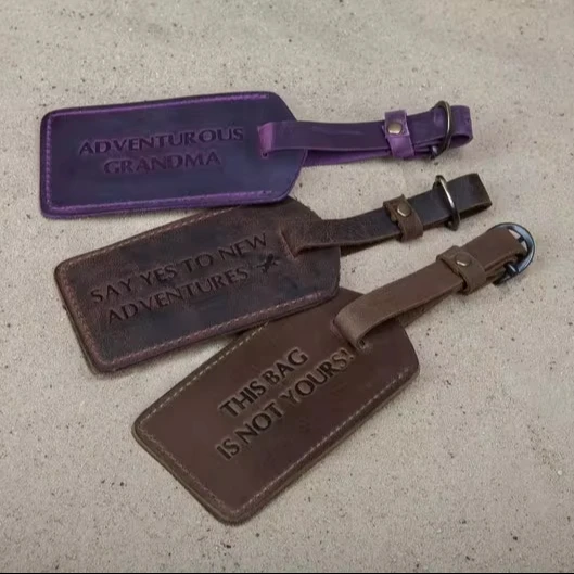Suitcase Custom Baggage Labels Luggage Leather Tag Vintage Luxury Genuine Leather Luggage Tag LLT-0024F