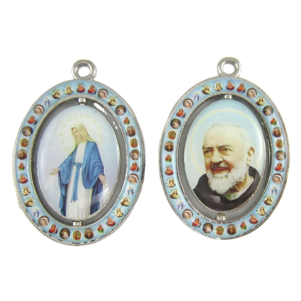 Double-sided Religious Jesus Christ Icon Rotating Cross Key Chain Divine Mercy Medal