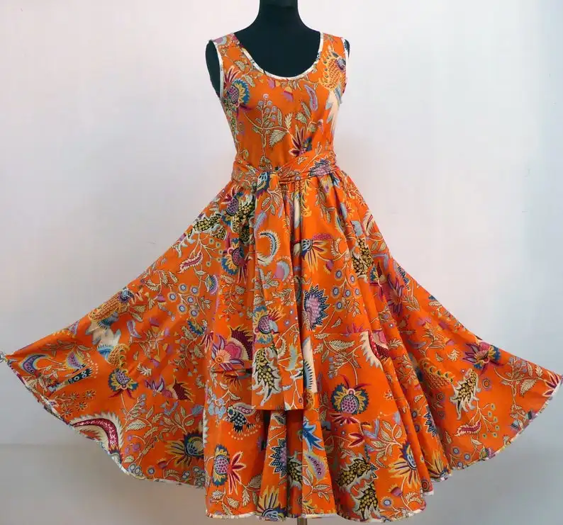 block print sleeveless maxi indian cotton maxi dresses for women cotton summer dresses maxi dress