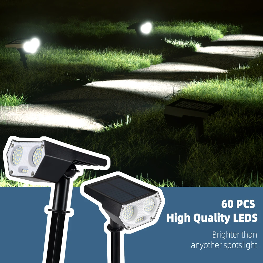 1500LM 60leds  Solar LED Light Outdoor Super Bright Solar Spotlight IP65 Waterproof Solar Street Light  outdoor garden light