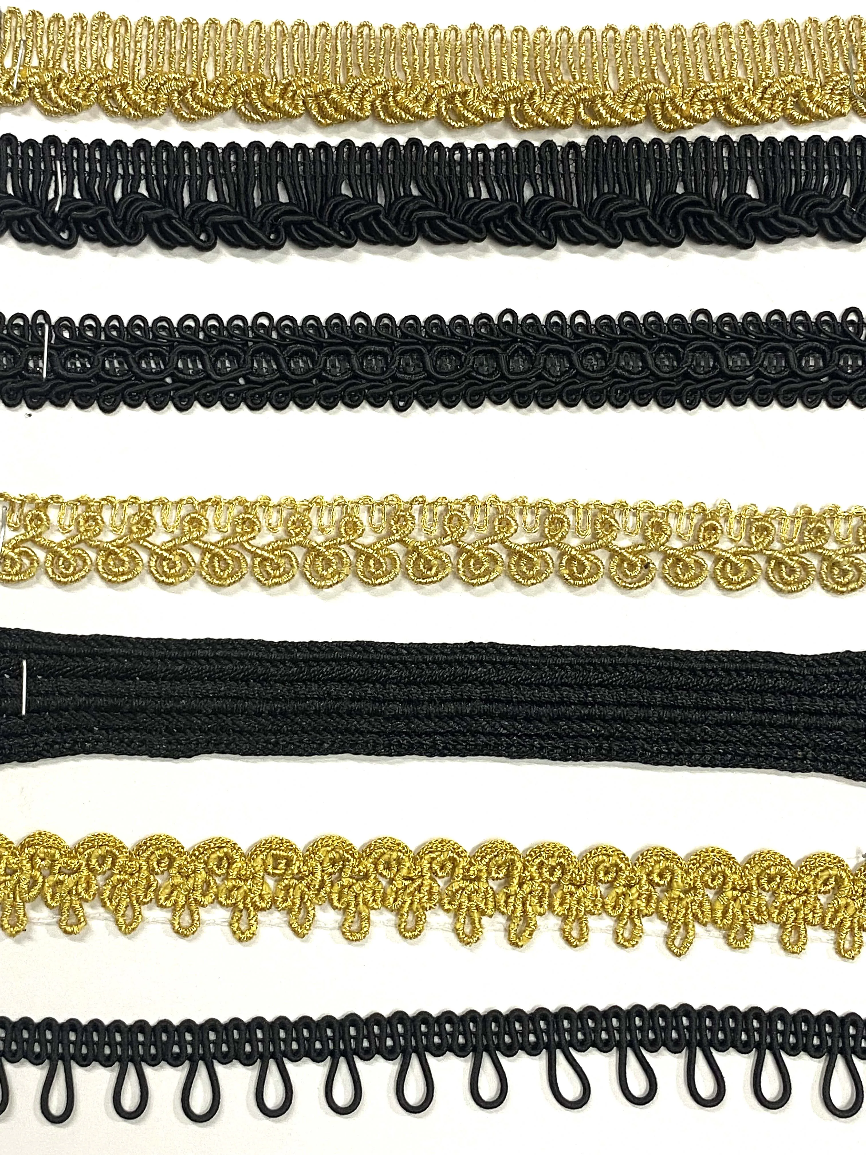 Hot Selling Decorative Antique Gold And Black  Lace Gimp Braid Trim