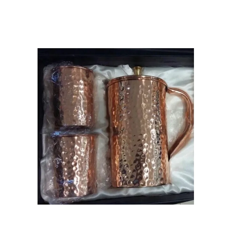 Hammers Design Copper Jug and Glass Set Good Quality Product 100% Pure Copper Water Jug for Royal Family Use Hottest Sale