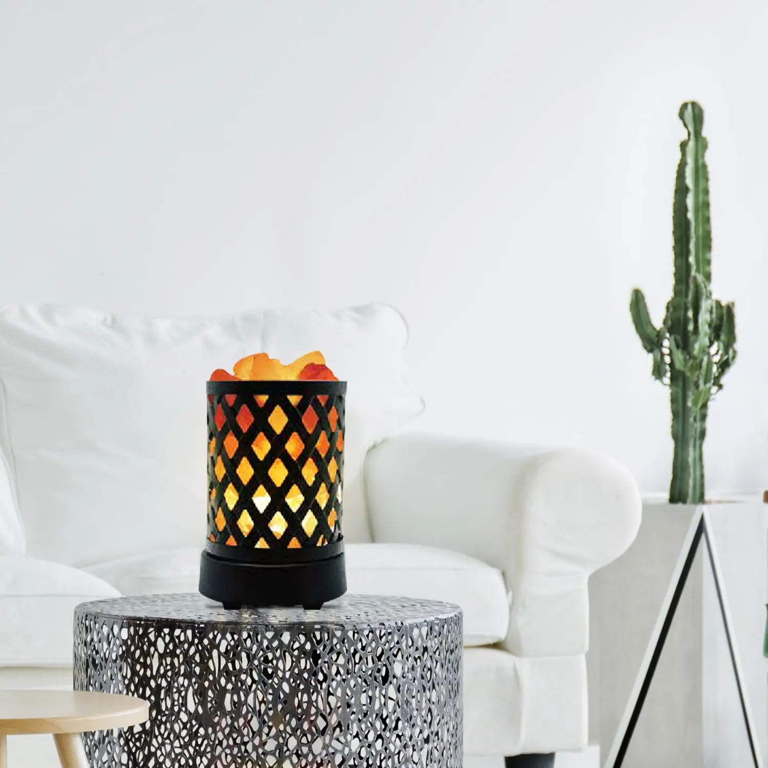 Top Selling Pakistani Himalayan Glow Lattice Style USB Multi Color Night Light with Pink Salt Chunks Salt Lamp Bulb
