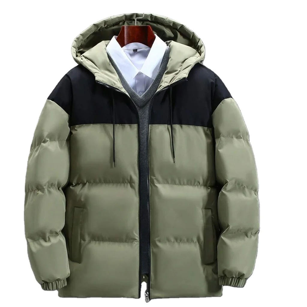 Custom Outdoor Men Winter Padded Puffer Down Coat Cotton Men Hooded  Oversized Shiny Streetwear Puffer Jackets For Men