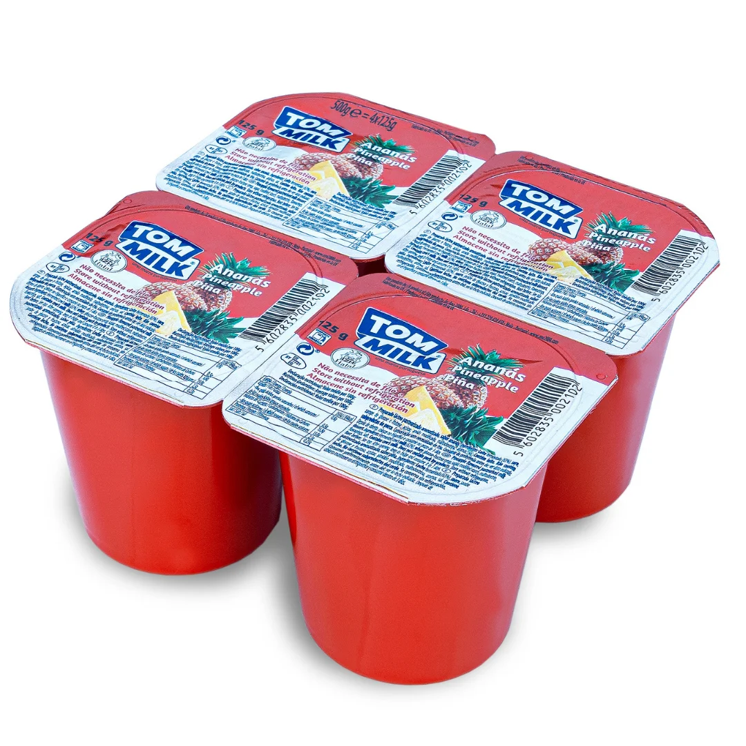 Hot Selling Long Life Pineapple Flavoured Yoghurt TOM MILK pack 4x125g
