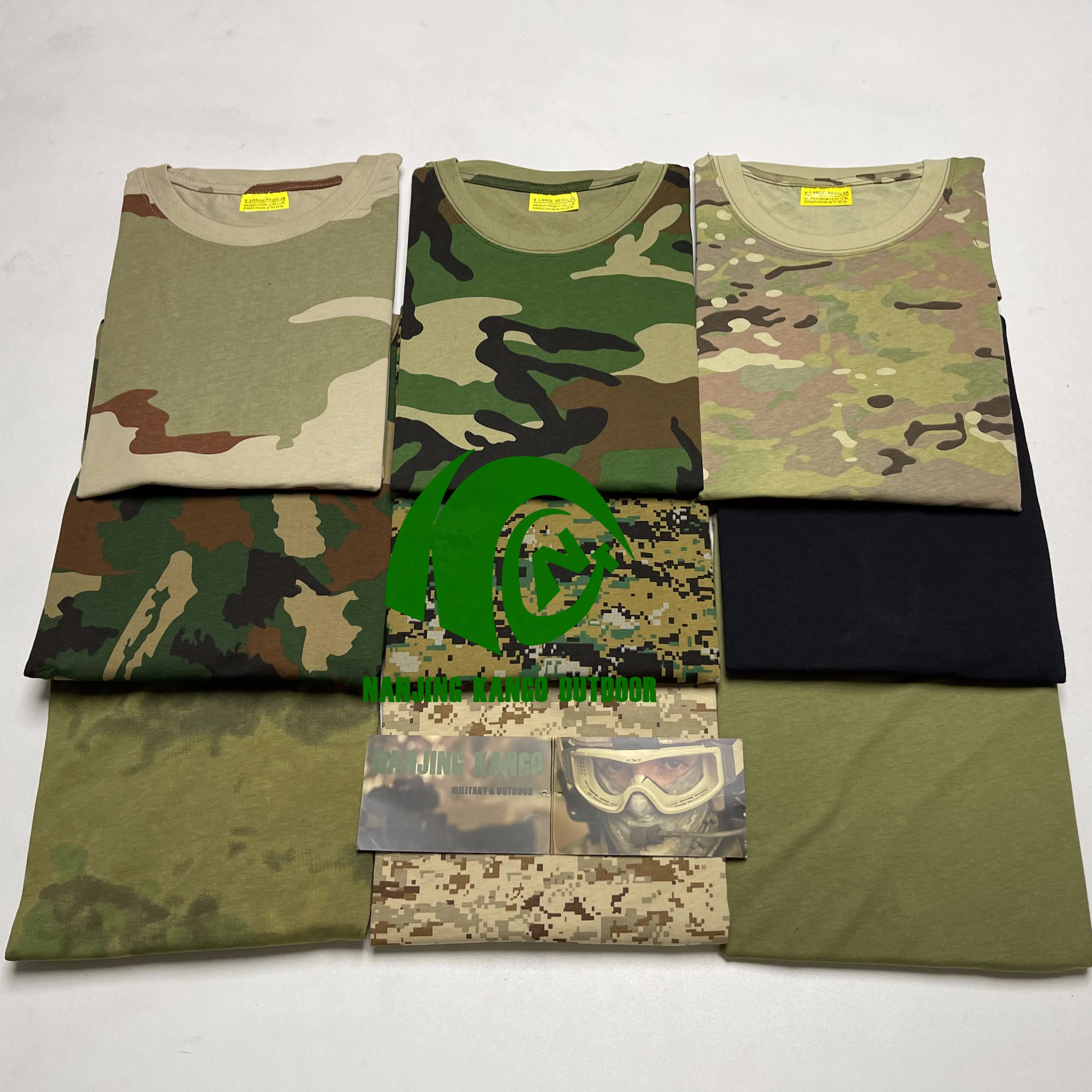 KANGO  Wholesale T shirt knitted mesh quick dry Sport Athletic Printed Short Sleeve Fitted Tactical Camouflage T shirt For Man